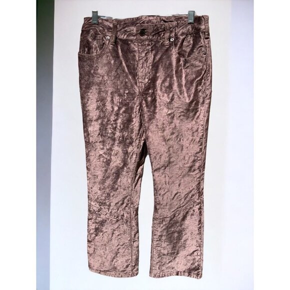 FREE PEOPLE TAUPE BROWN CRUSHED VELVET STRAIGHT LEG 5 POCKET PANTS JEANS SIZE 29 - Picture 10 of 10